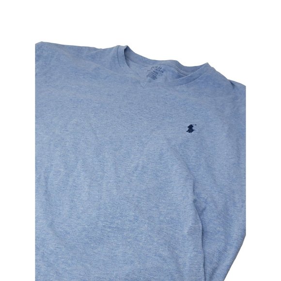 Polo Ralph Lauren V Neck Tee Shirt Classic Fit Blue Short Sleeve Size Large Men - Picture 1 of 5